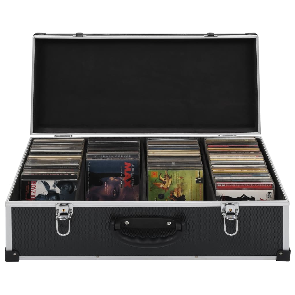 Cd-Koffer Voor 80 Cd's Aluminium Abs Zwart