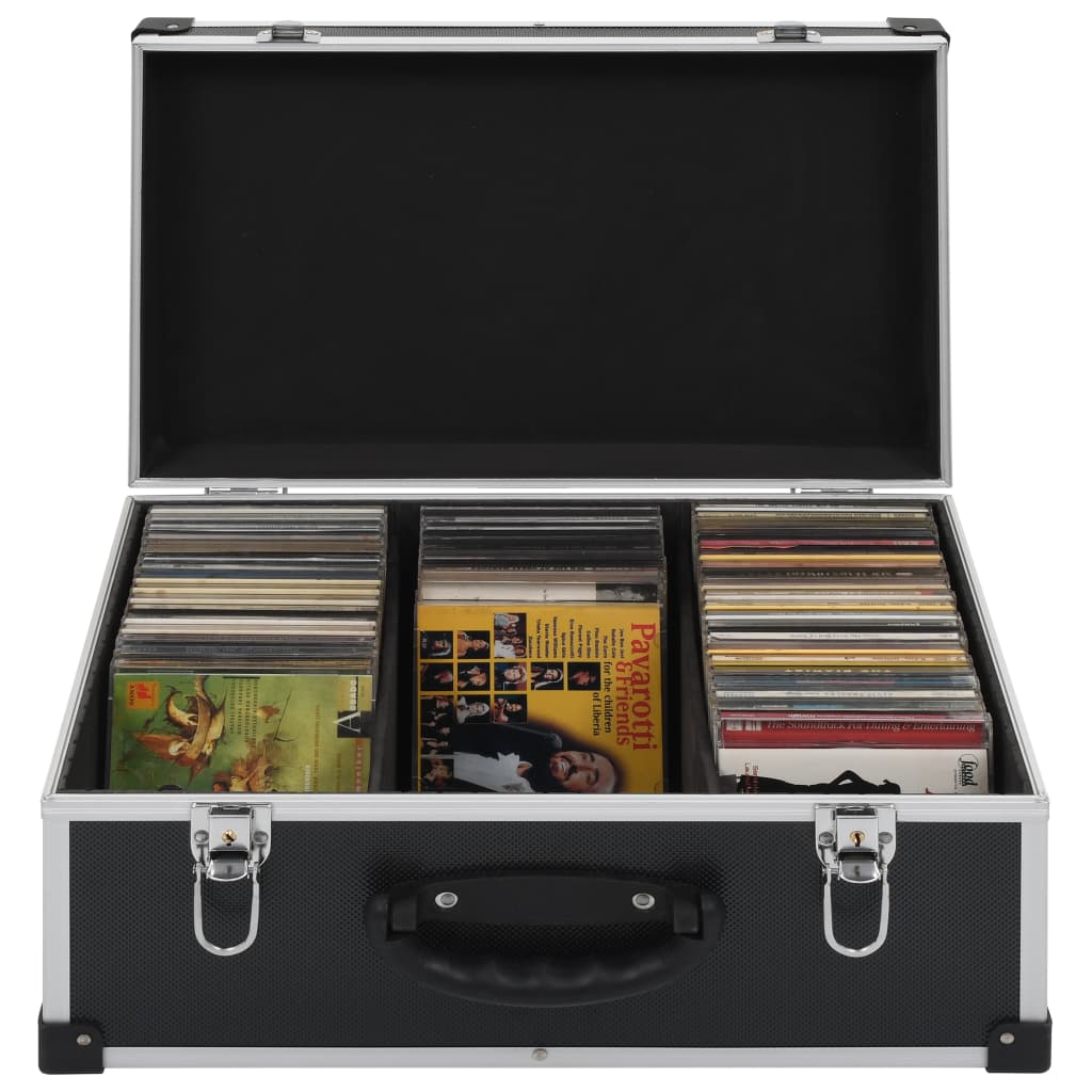 Cd-Koffer Voor 60 Cd's Aluminium Abs Zwart