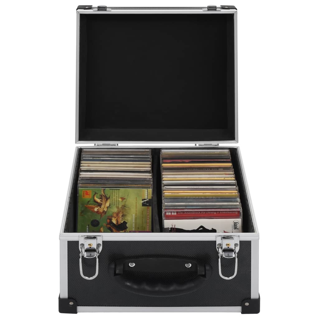 Cd-Koffer Voor 40 Cd's Aluminium Abs Zwart
