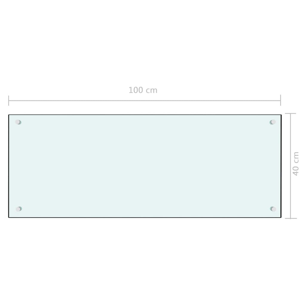 Spatscherm Keuken 100X40 Cm Gehard Glas Wit
