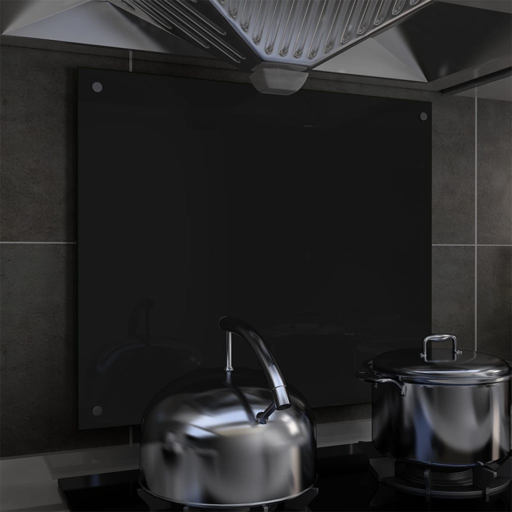 Spatscherm Keuken 70X60 Cm Gehard Glas Zwart