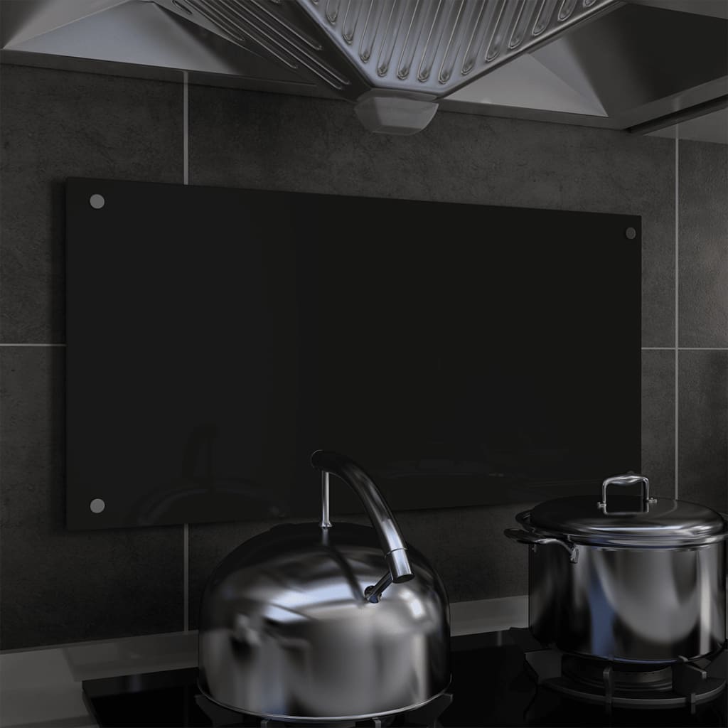 Spatscherm Keuken 80X40 Cm Gehard Glas Zwart
