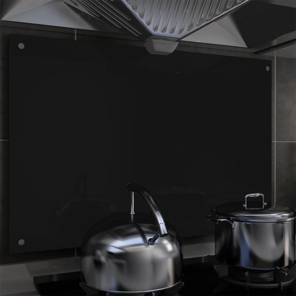 Spatscherm Keuken 90X60 Cm Gehard Glas Zwart