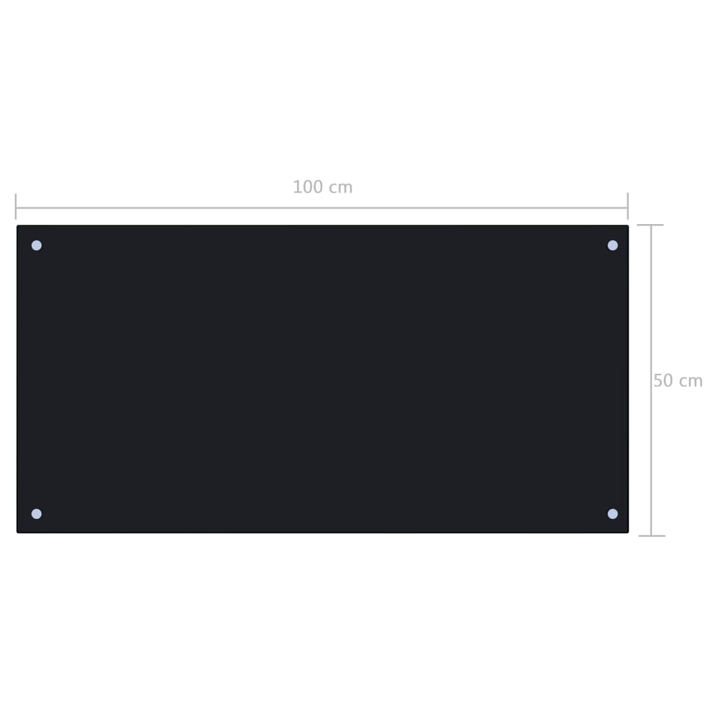 Spatscherm Keuken 100X50 Cm Gehard Glas Zwart
