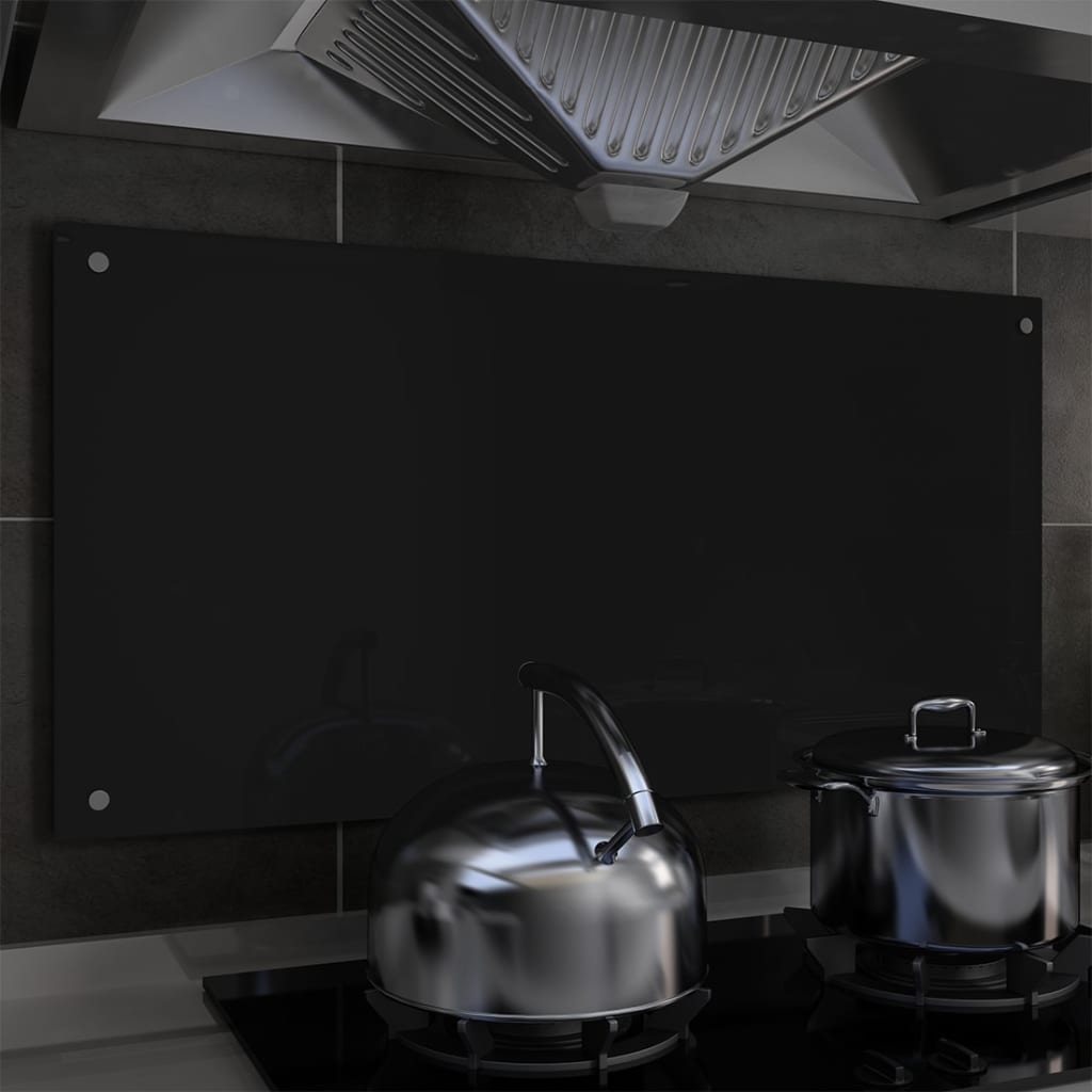 Spatscherm Keuken 100X50 Cm Gehard Glas Zwart