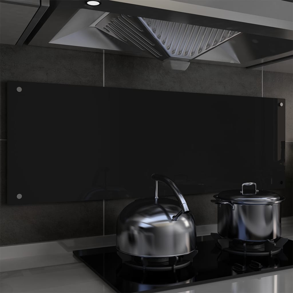 Spatscherm Keuken 120X40 Cm Gehard Glas Zwart