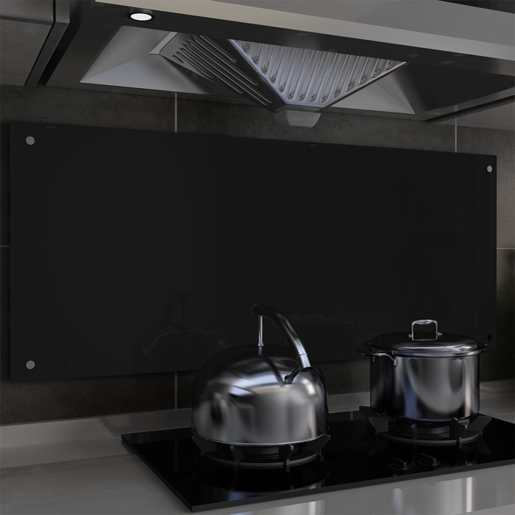 Spatscherm Keuken 120X50 Cm Gehard Glas Zwart