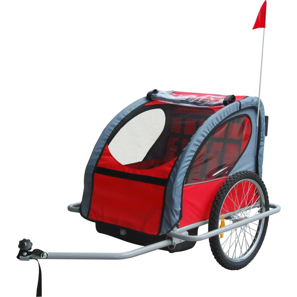Fietsaanhanger Voor Kinderen Grijs/Rood