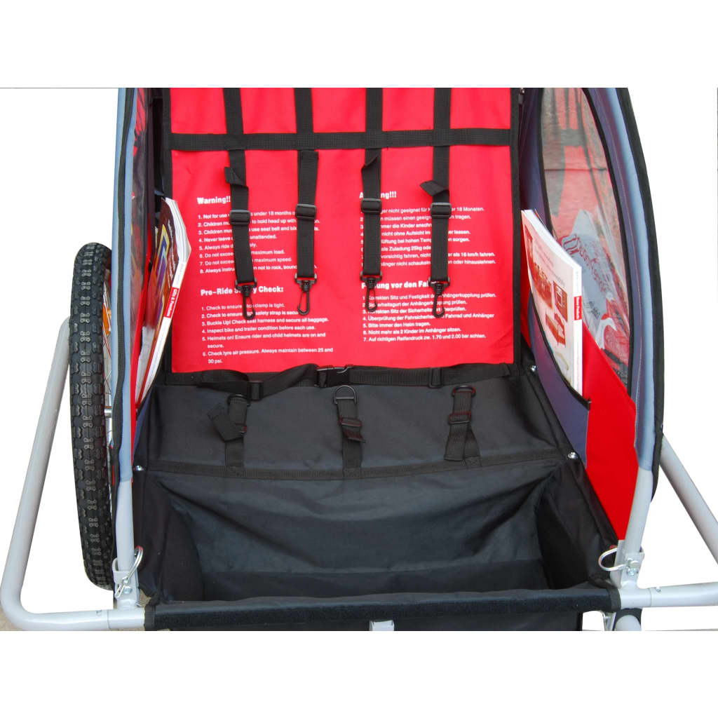 Fietsaanhanger Voor Kinderen Grijs/Rood