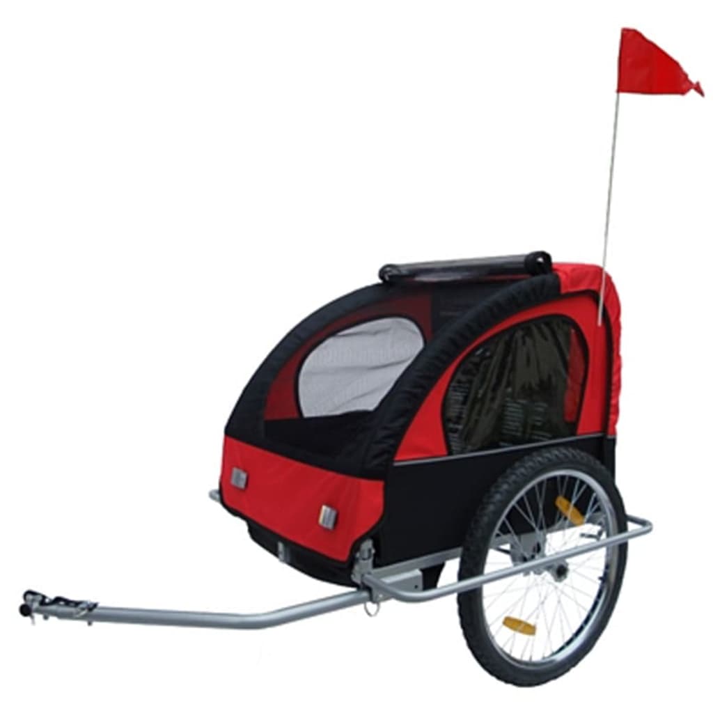 Fietskar Voor Kinderen Met Buggyfunctie (Rood/ Zwart)