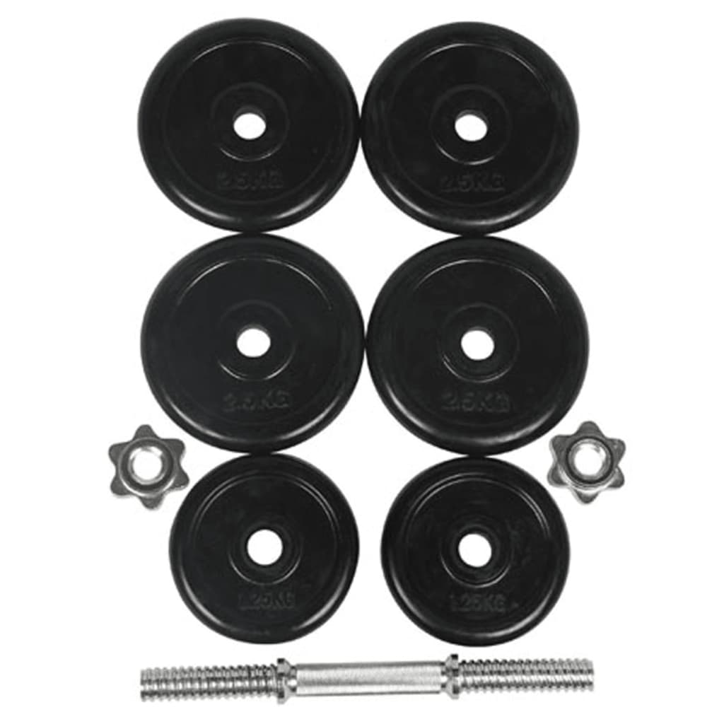 Dumbellset Van 14,25 Kg. Met Kunststofmantel