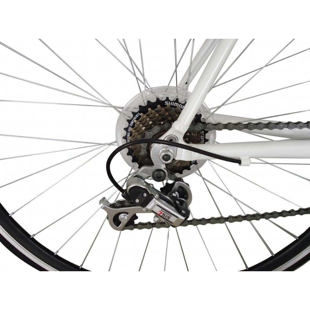 Witte Racefiets Met 21 Versnellingen En 700C Wielen