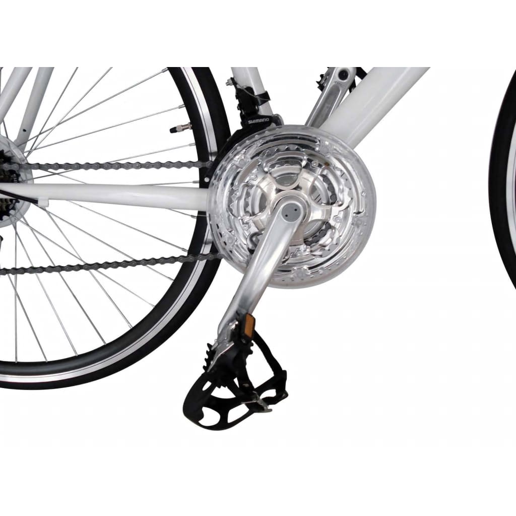 Witte Racefiets Met 21 Versnellingen En 700C Wielen