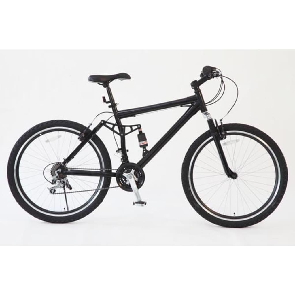 Zwarte Mountainbike Met Voor-En Achtervering 26" Wielen