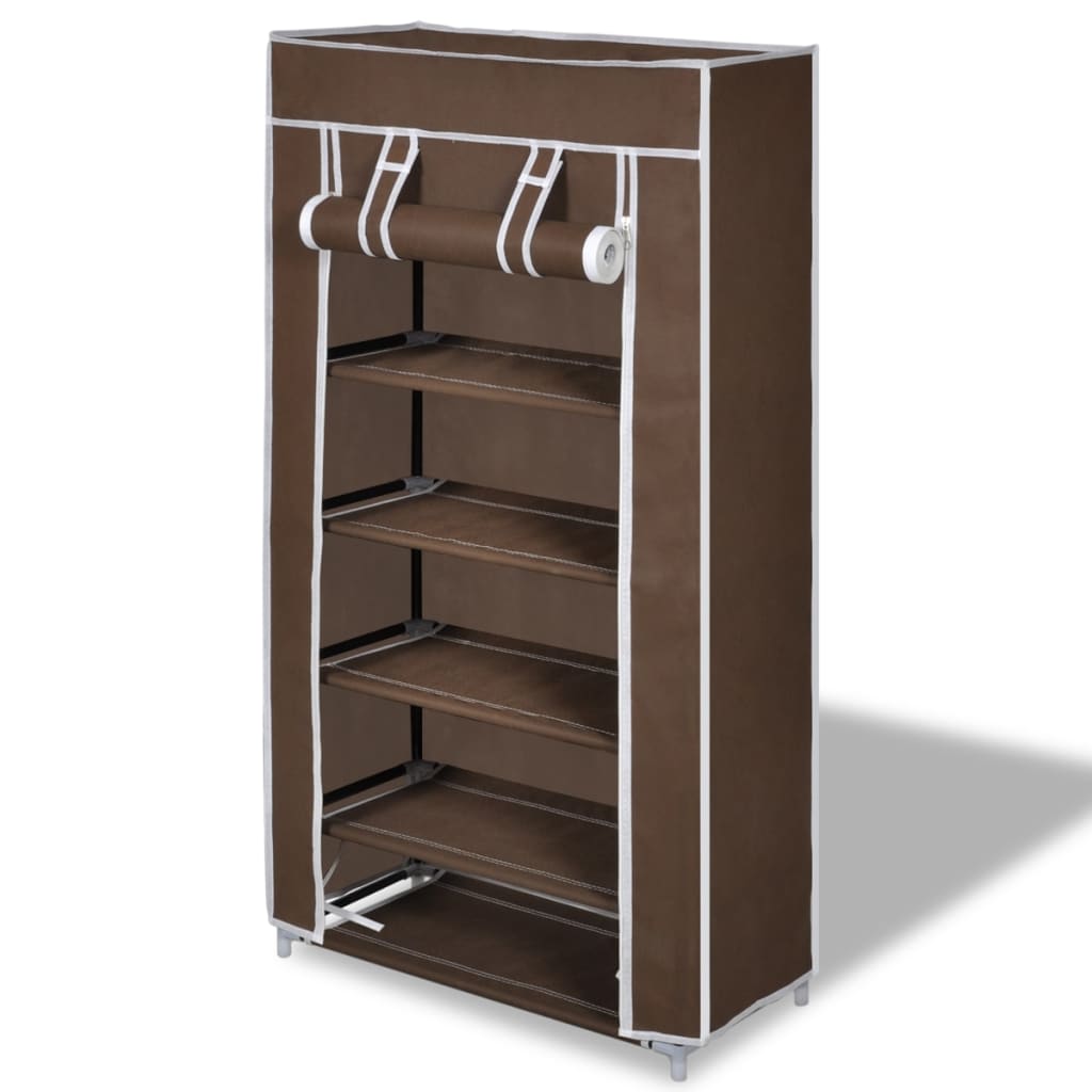 Stoffen Schoenenrek Met Hoes 58 X 28 X 106 Cm Bruin