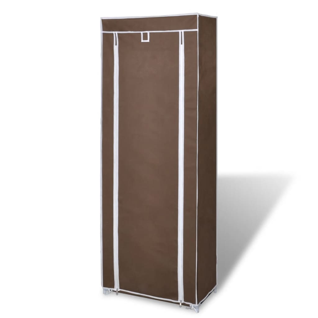 Stoffen Schoenenrek Met Hoes 162 X 57 X 29 Cm Bruin