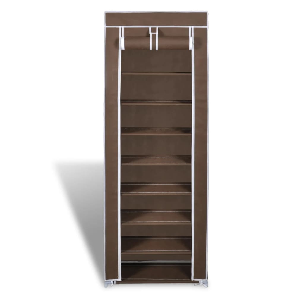 Stoffen Schoenenrek Met Hoes 162 X 57 X 29 Cm Bruin