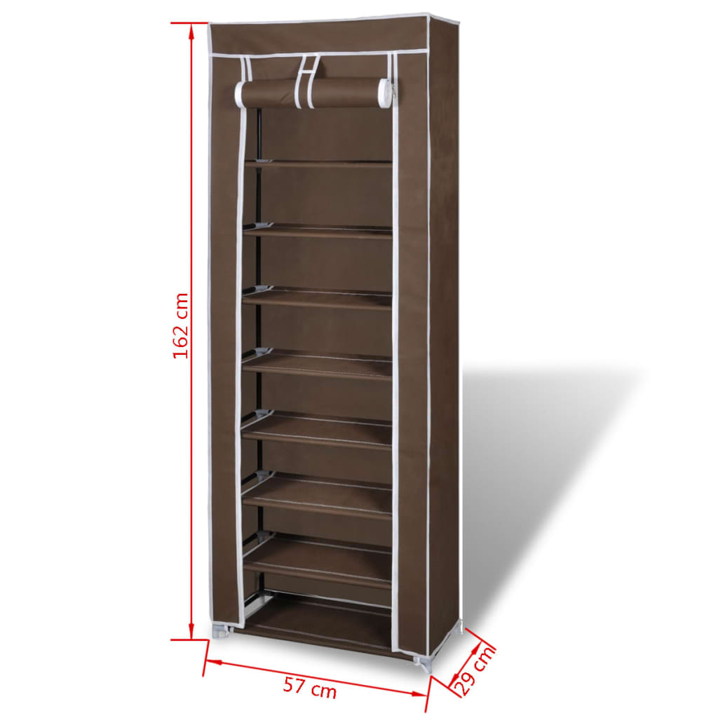 Stoffen Schoenenrek Met Hoes 162 X 57 X 29 Cm Bruin