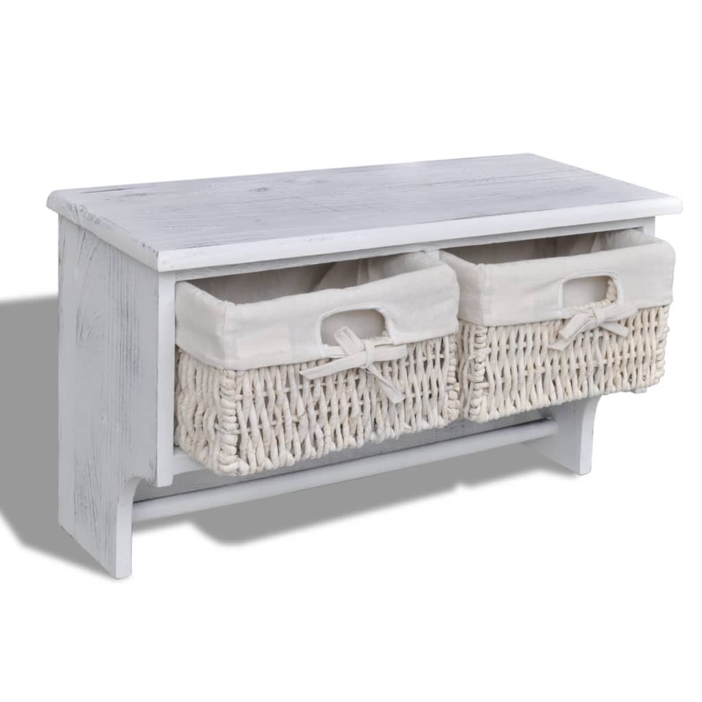 Wandschap 60X23,5X33 Cm Paulowniahout Wit