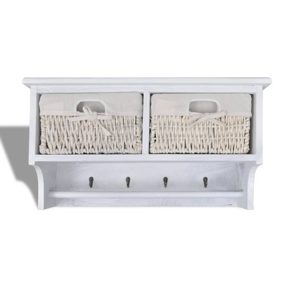 Wandschap 60X23,5X33 Cm Paulowniahout Wit