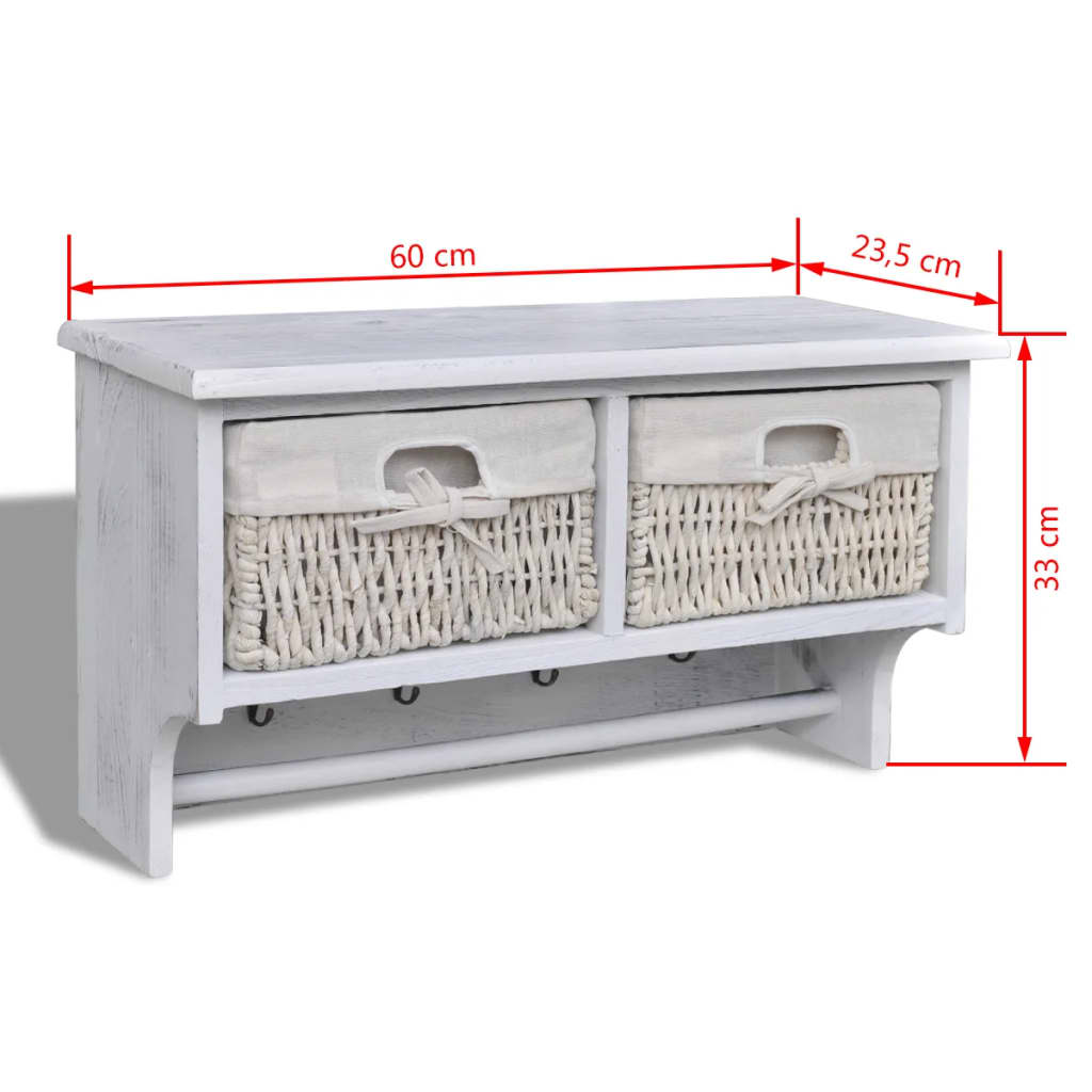 Wandschap 60X23,5X33 Cm Paulowniahout Wit