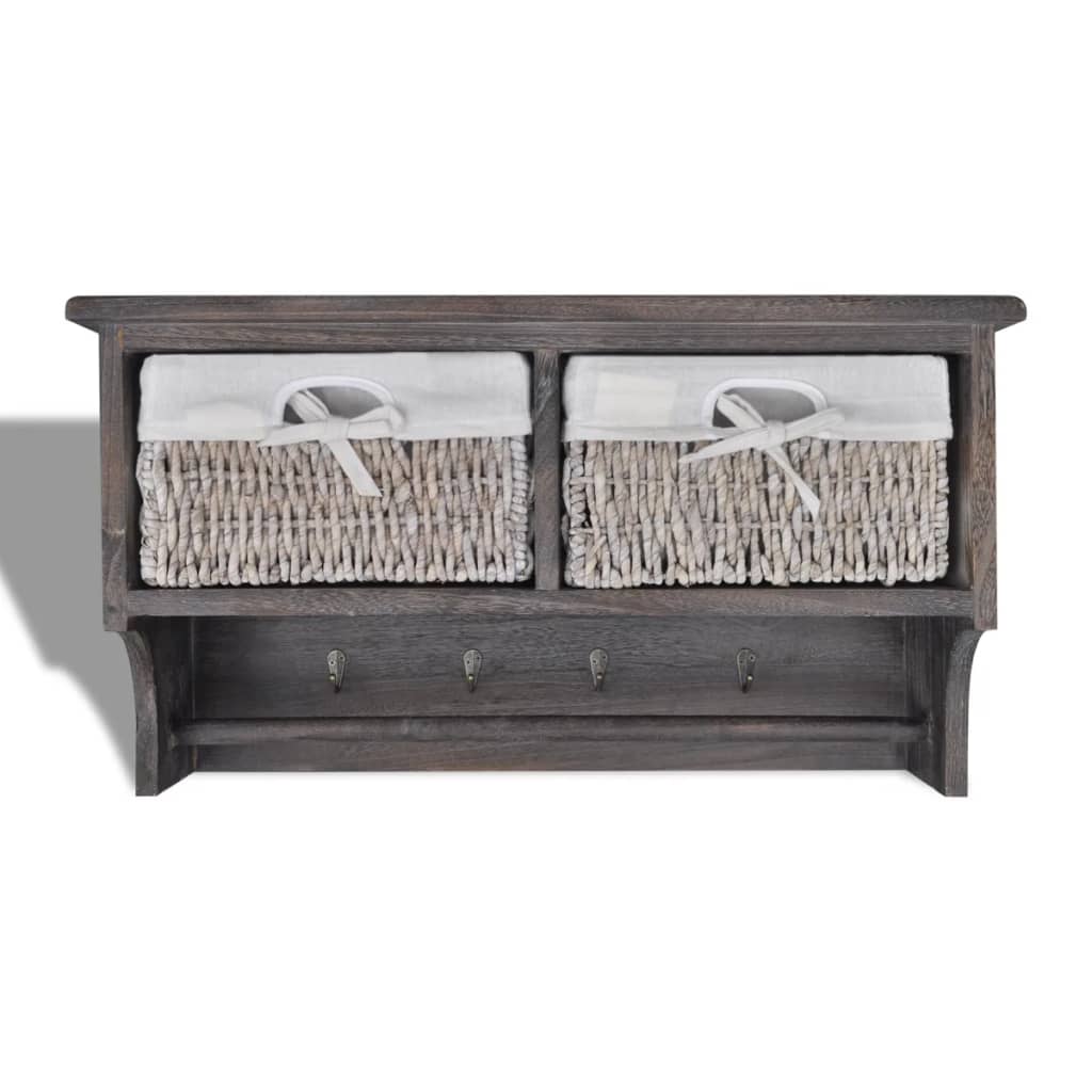 Wandschap 60X23,5X33 Cm Paulowniahout Bruin
