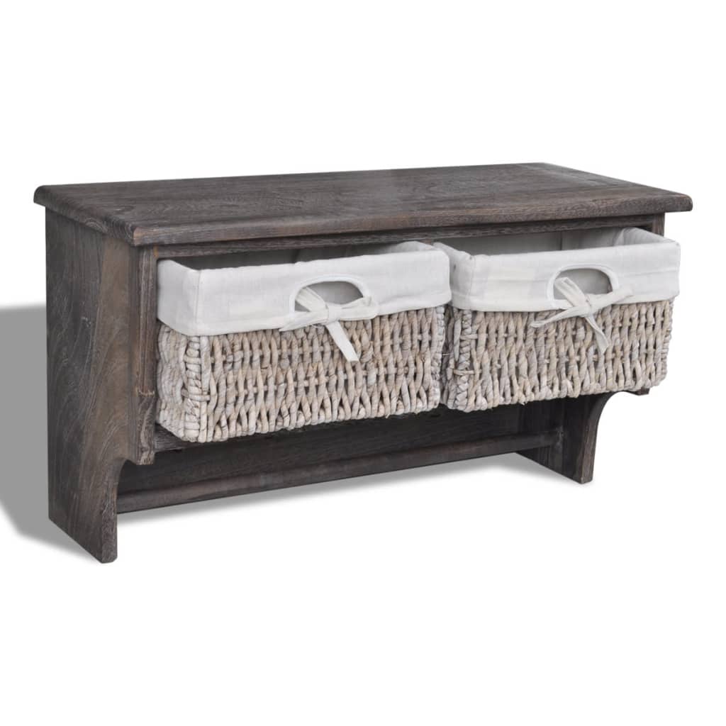 Wandschap 60X23,5X33 Cm Paulowniahout Bruin