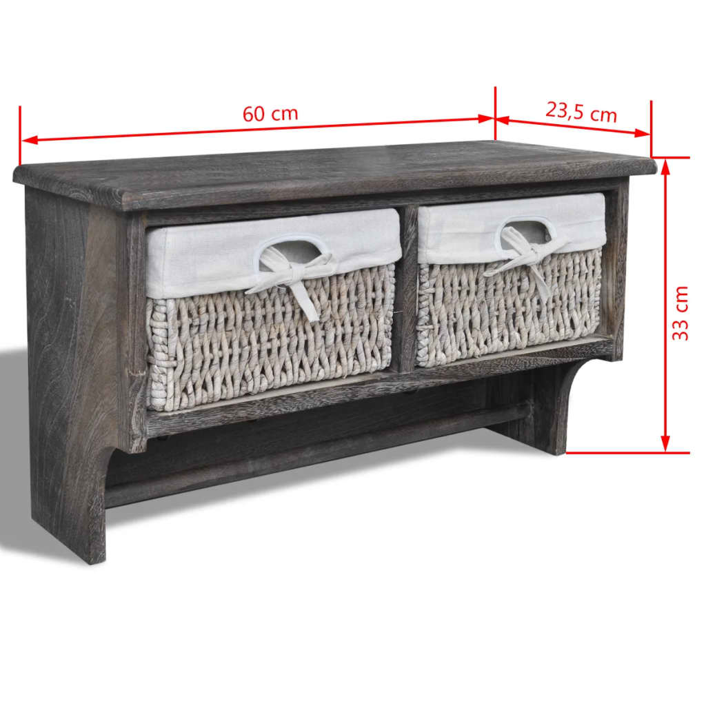 Wandschap 60X23,5X33 Cm Paulowniahout Bruin