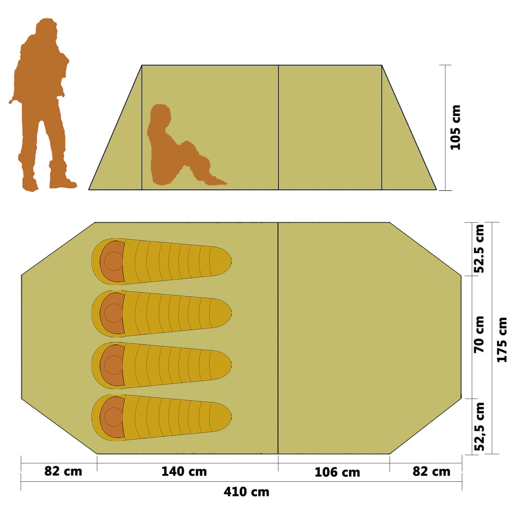 Tent Voor 4 Personen Marineblauw / Groen