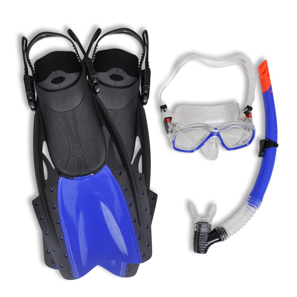 Duik En Snorkel Set Met Flippers En Bril Blauw Voor Volwassenen 42-47