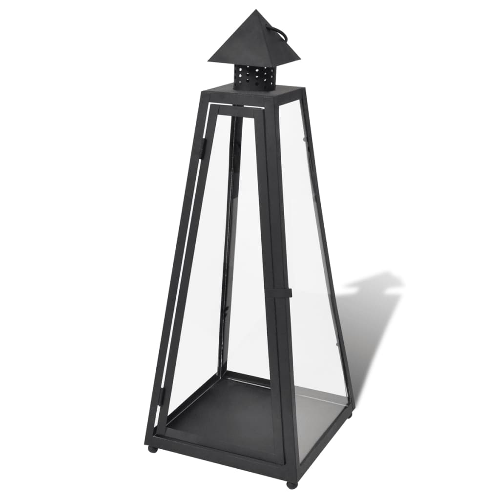 Kaarsenhouders Set Piramide Zwart (3 Stuks)