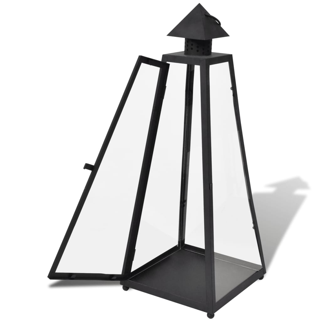 Kaarsenhouders Set Piramide Zwart (3 Stuks)