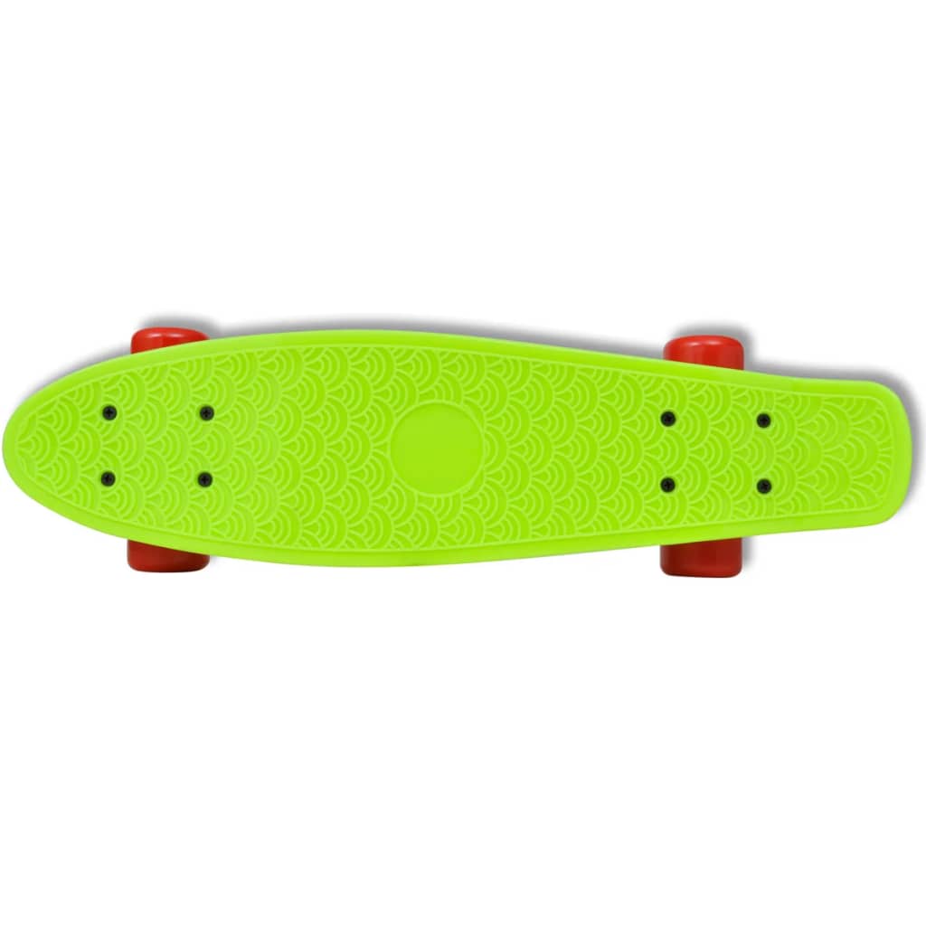 Retro Pennyboard Met Groene Bovenkant En Rode Wielen 6,1"