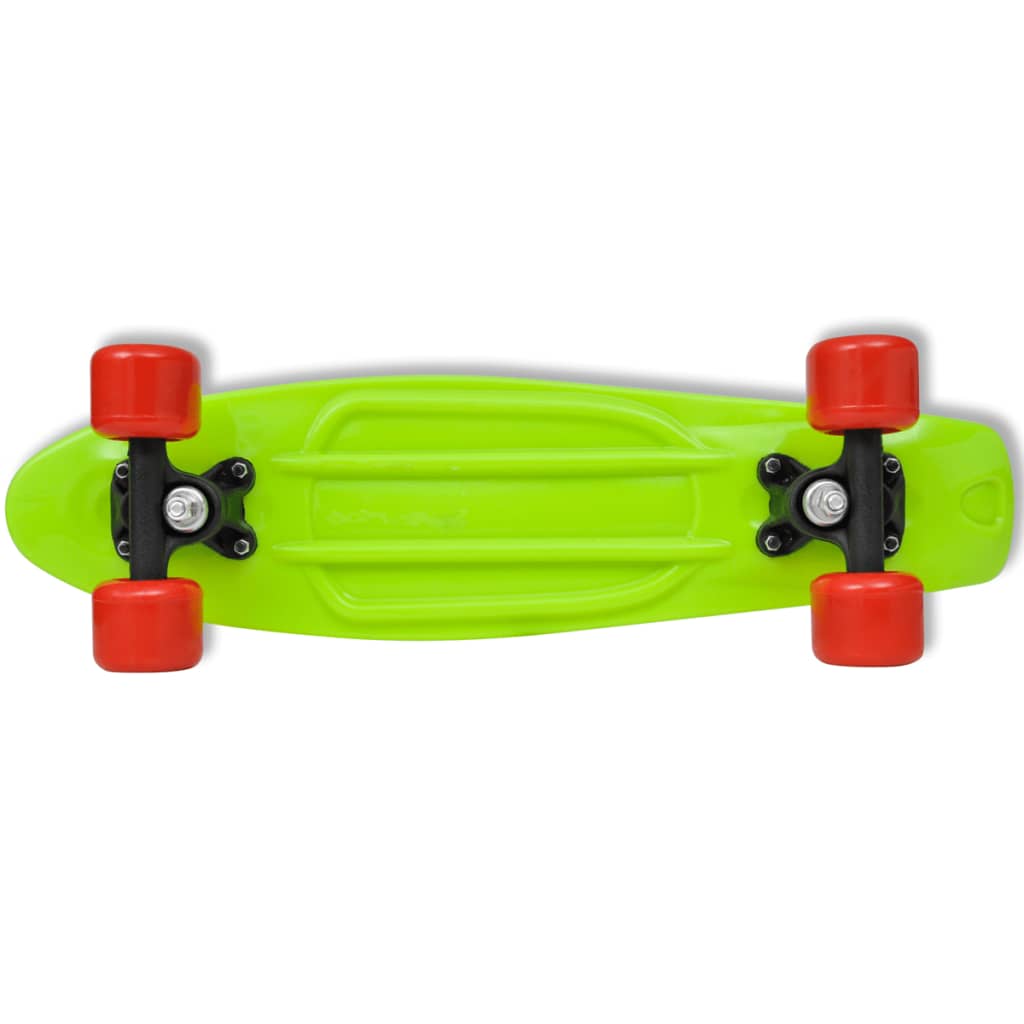 Retro Pennyboard Met Groene Bovenkant En Rode Wielen 6,1"