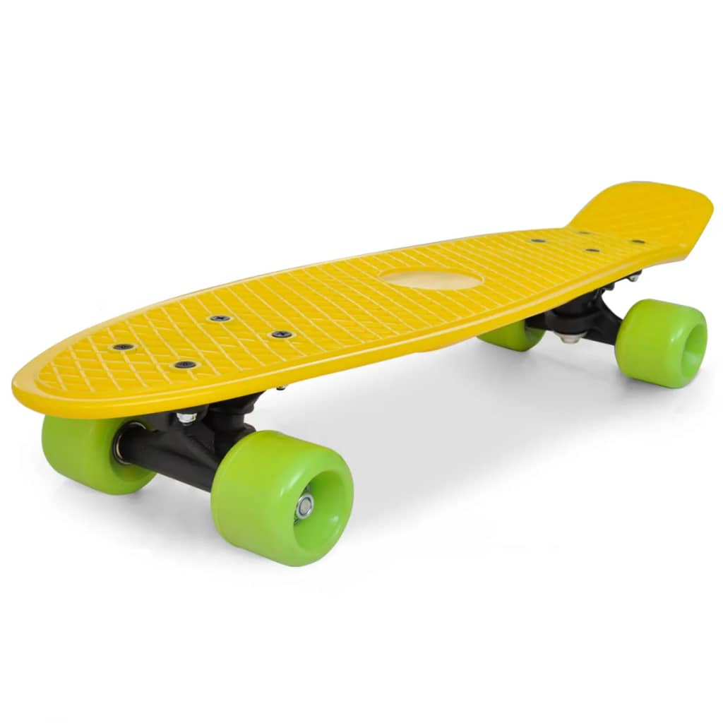 Retro Pennyboard Met Gele Bovenkant En Groene Wielen 6,1"