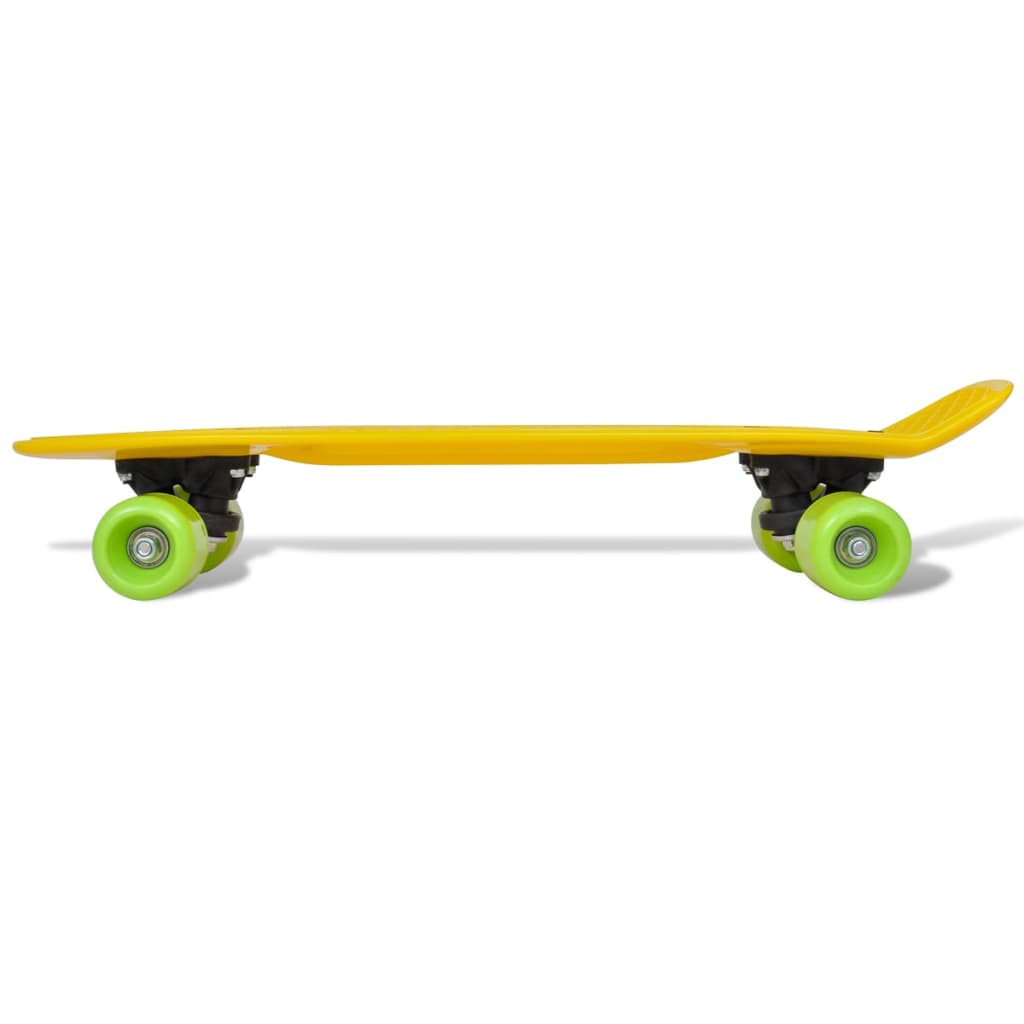 Retro Pennyboard Met Gele Bovenkant En Groene Wielen 6,1"