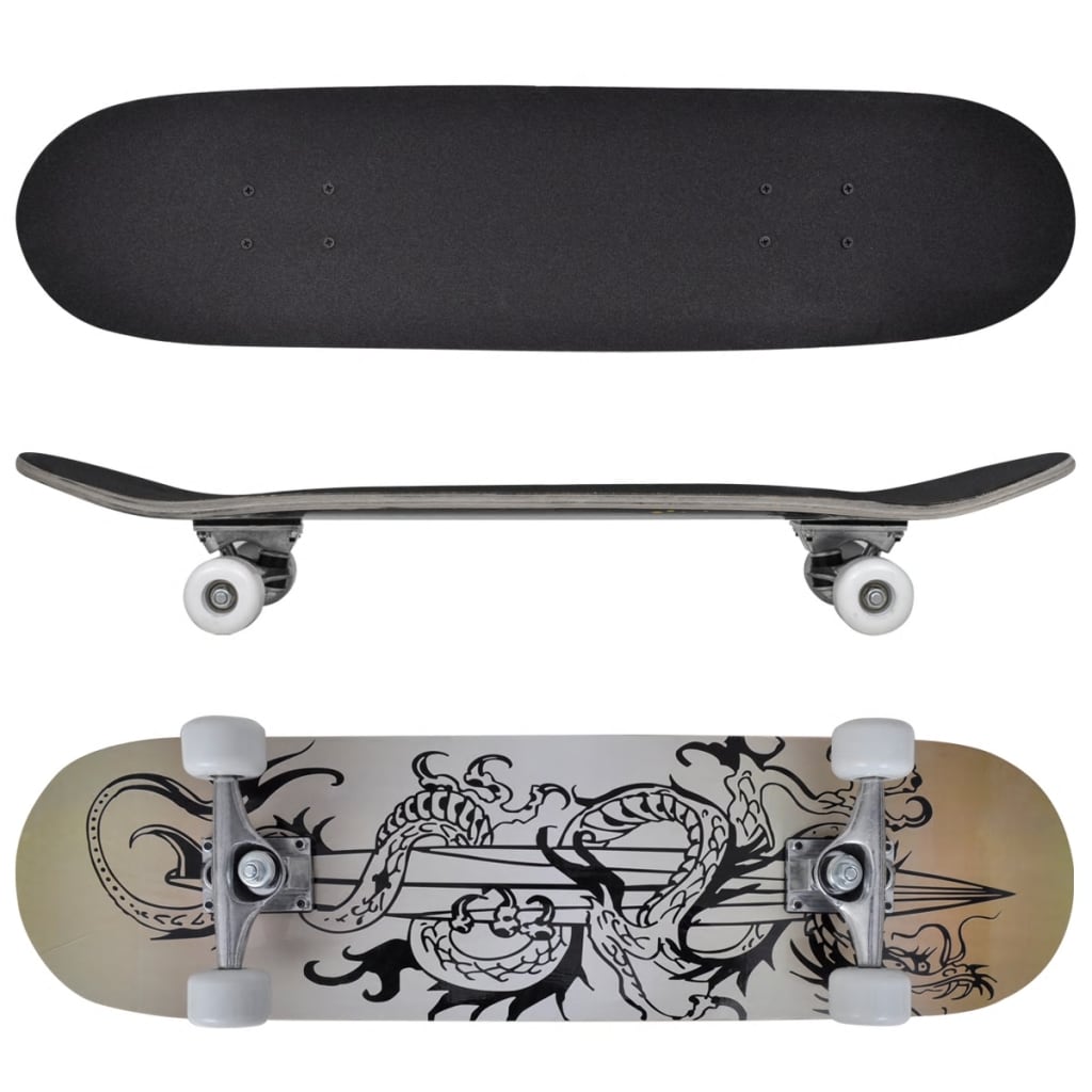 Ovaal Skateboard Met Draken Design 9-Laags Esdoorn Hout 8"