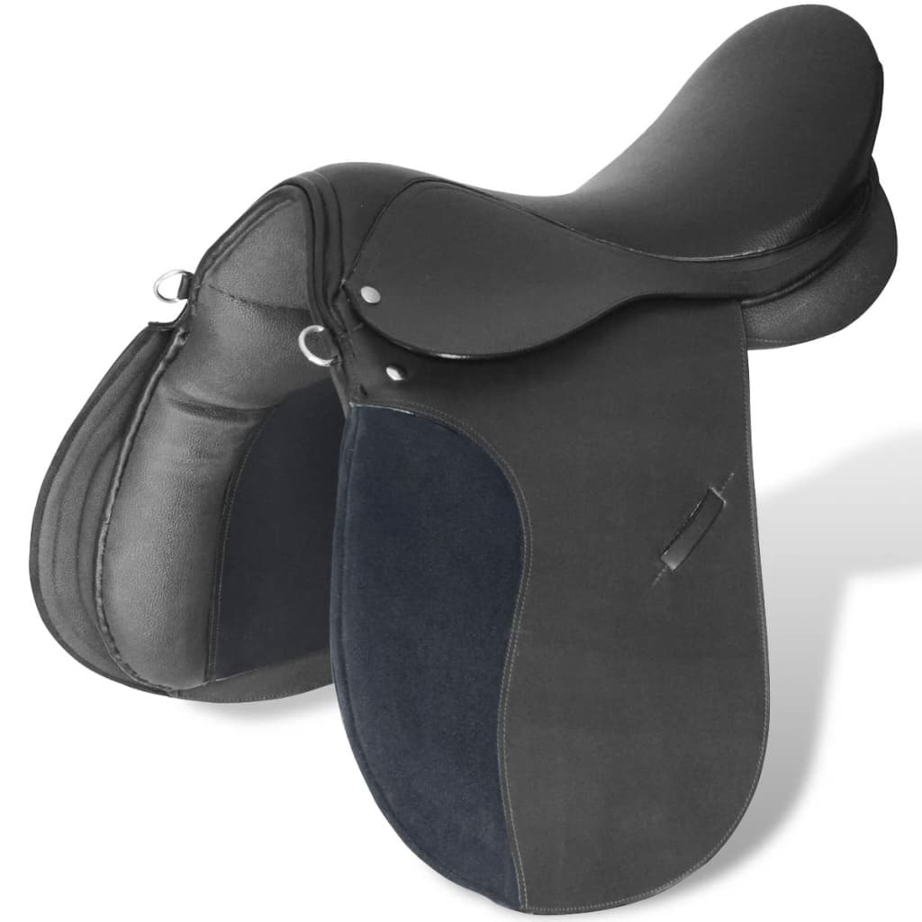 Echt Lederen Paardrijzadel 16" 14 Cm (5-In-1 Set, Zwart)