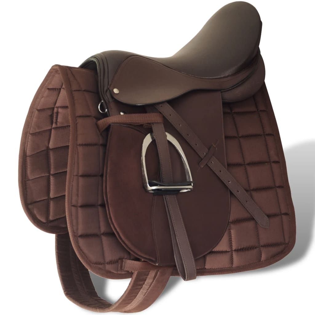 Echt Lederen Paardrijzadel 16" 14 Cm (5-In-1 Set, Bruin)