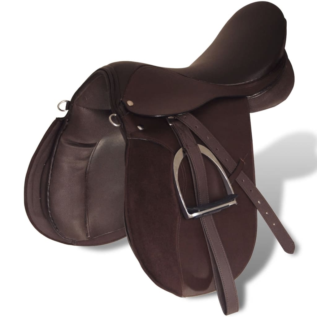 Echt Lederen Paardrijzadel 16" 14 Cm (5-In-1 Set, Bruin)