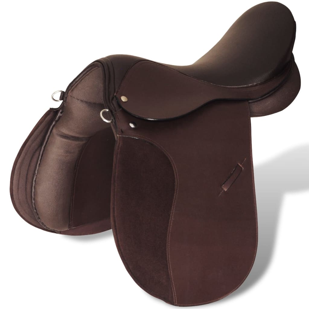 Echt Lederen Paardrijzadel 16" 14 Cm (5-In-1 Set, Bruin)