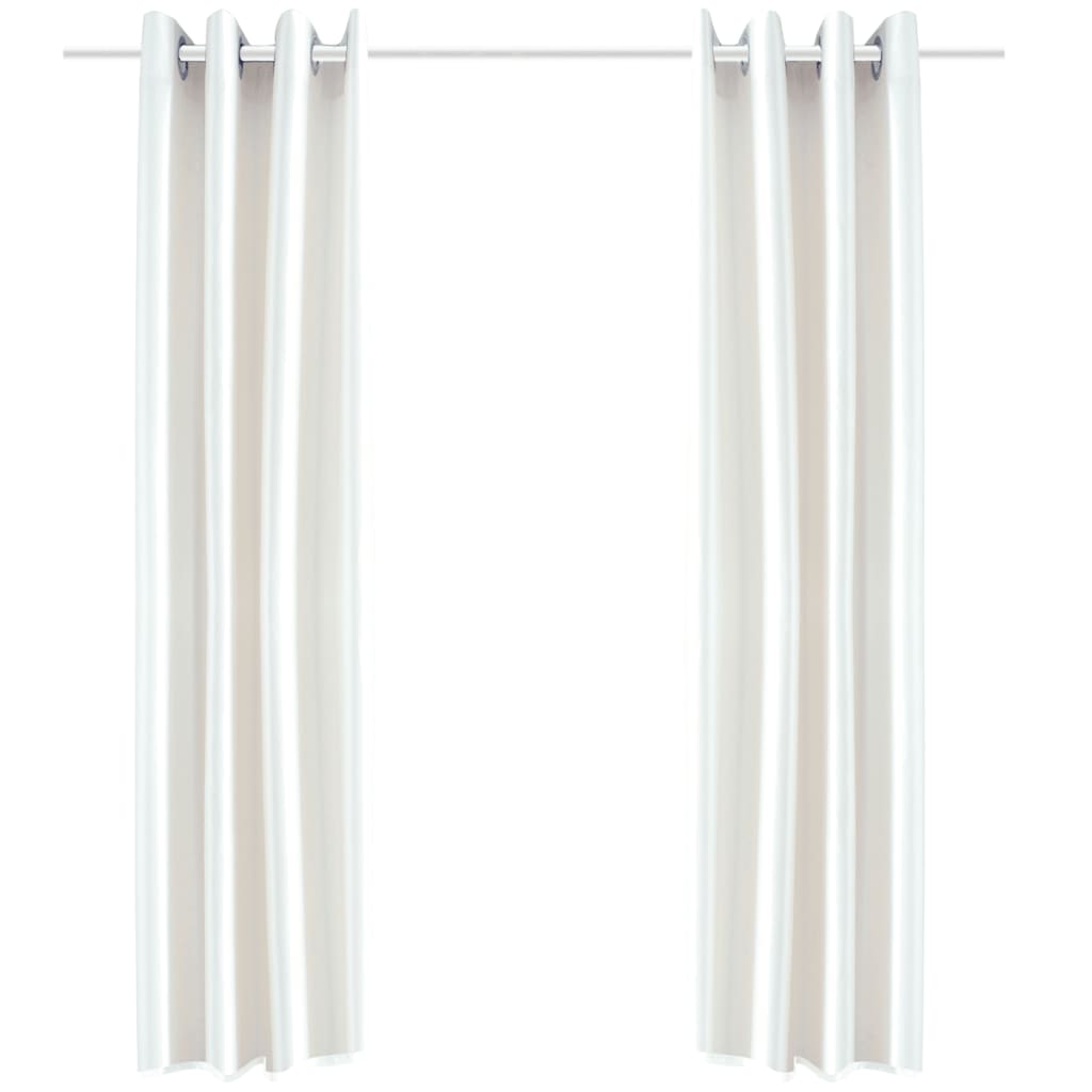 Gordijn Tafzijde Wit Met Metalen Ringen 140X245 Cm (2 Stuks)