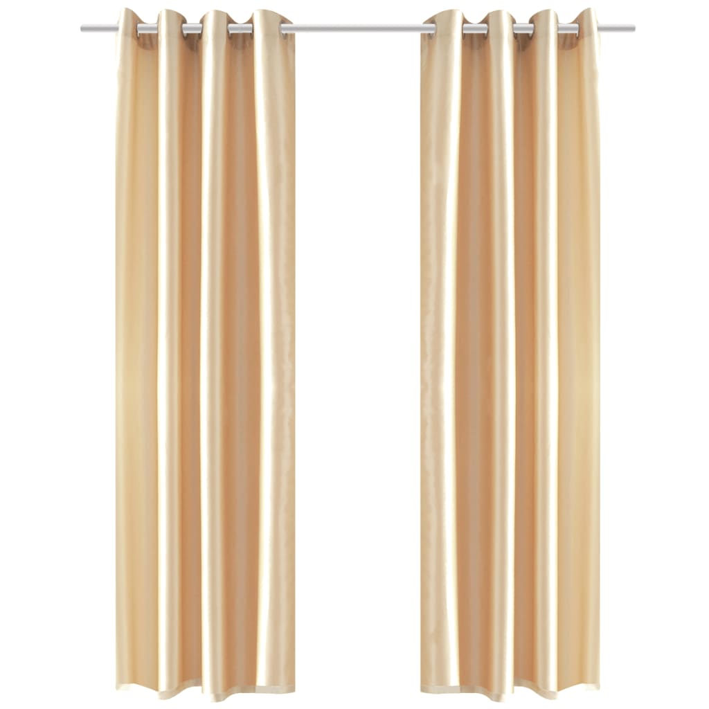 Gordijn Tafzijde Zandkleurig Met Metalen Ringen 140X245 Cm (2 Stuks)