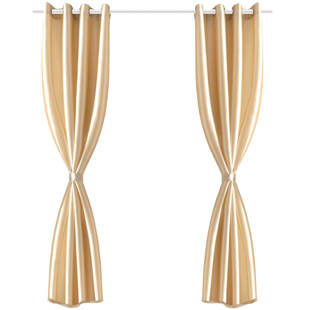 Gordijn Tafzijde Zandkleurig Met Metalen Ringen 140X245 Cm (2 Stuks)