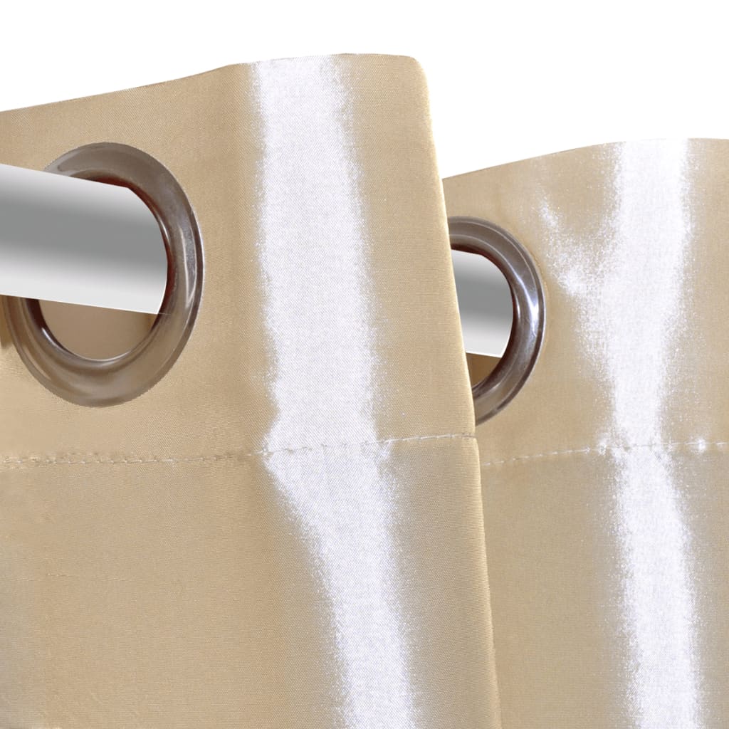 Gordijn Tafzijde Zandkleurig Met Metalen Ringen 140X245 Cm (2 Stuks)