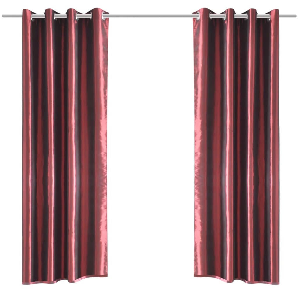 Gordijn Tafzijde Bordeaux Met Metalen Ringen 140X245 Cm (2 Stuks)
