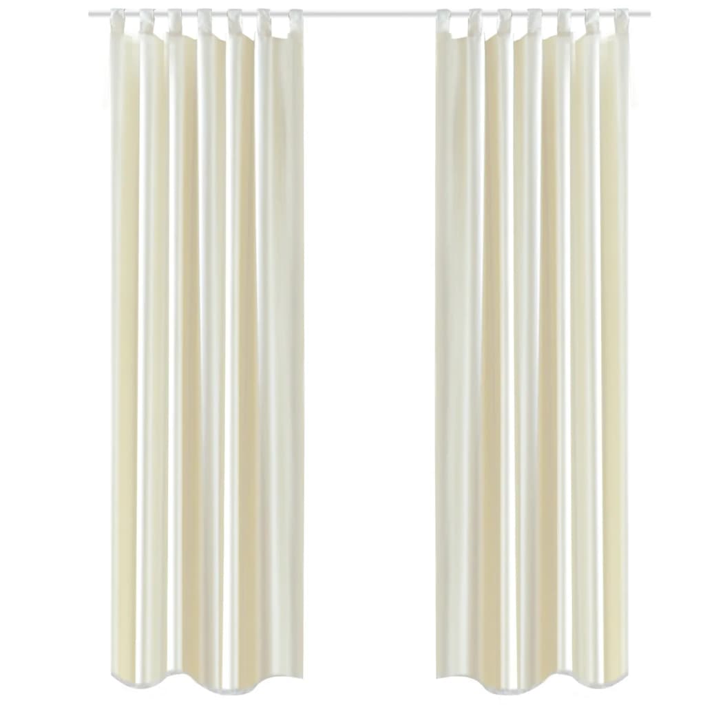 Gordijn Tafzijde Crème 140X245 Cm (2 Stuks)