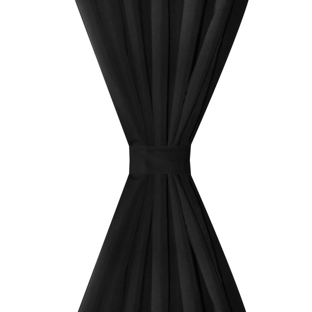 Micro-Satijnen Gordijnen Met Ringen 140 X 245 Cm 2 Stuks (Zwart)