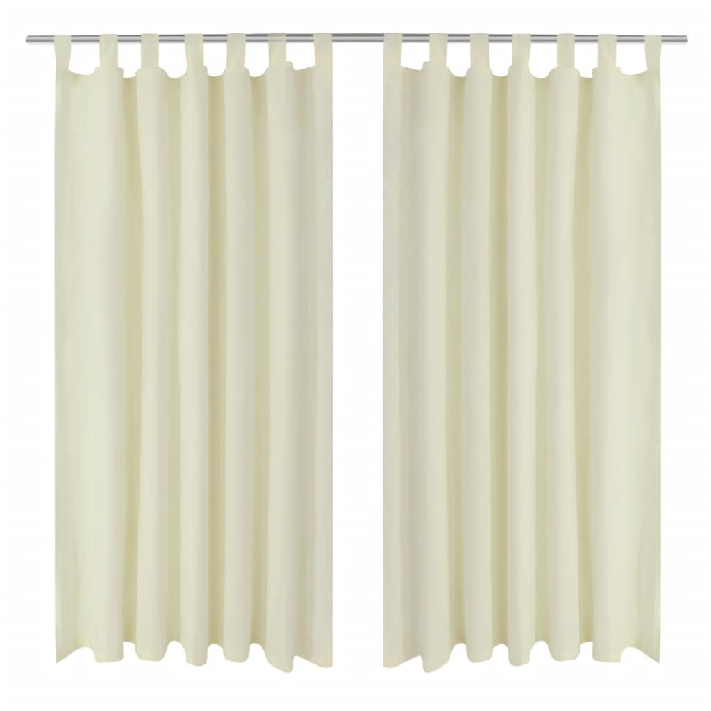 Micro-Satijnen Gordijnen Met Ringen 140 X 245 Cm 2 Stuks (Creme)
