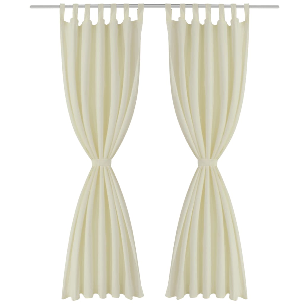 Micro-Satijnen Gordijnen Met Ringen 140 X 245 Cm 2 Stuks (Creme)